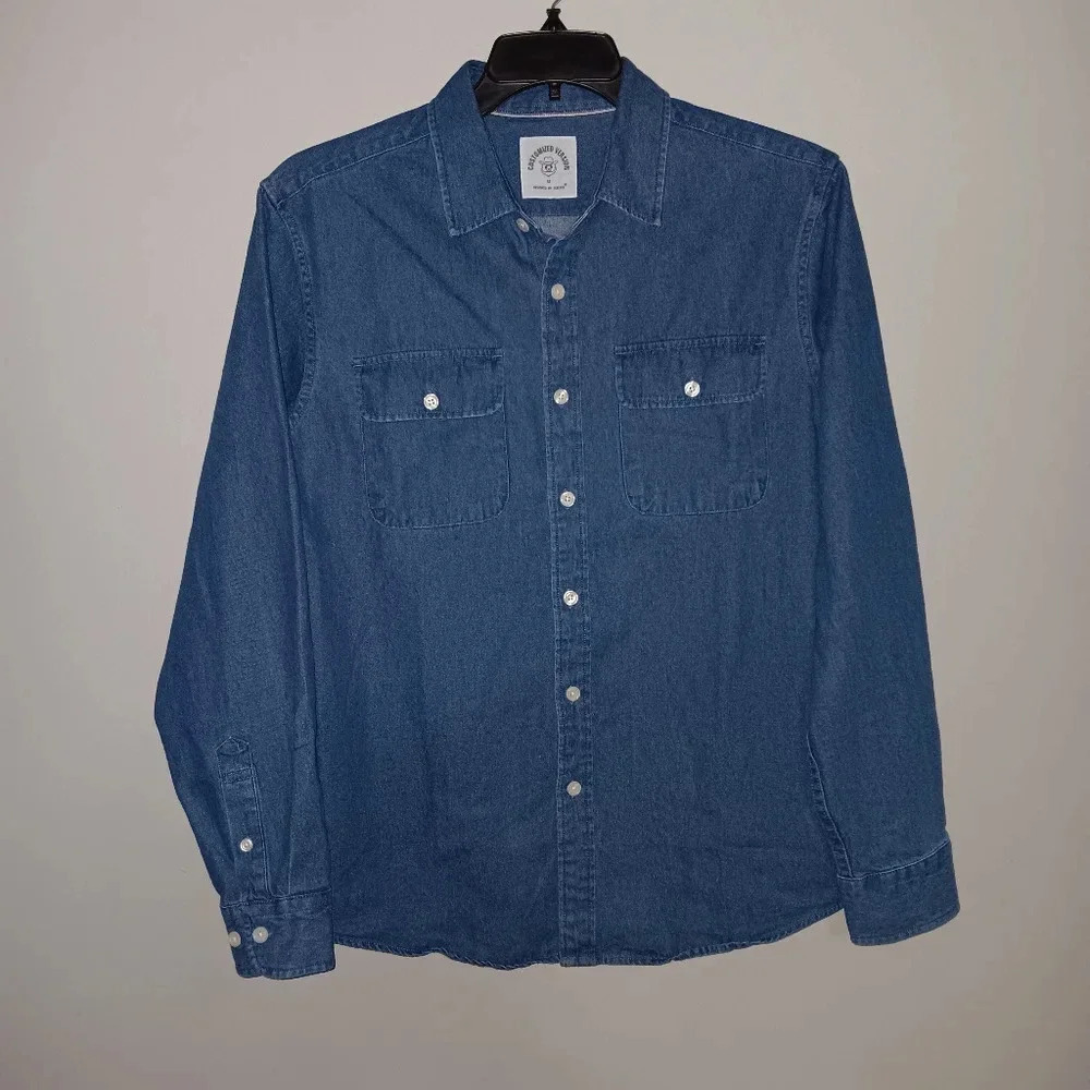 Customized version by dubinik men's button-up denim shirt size M blue